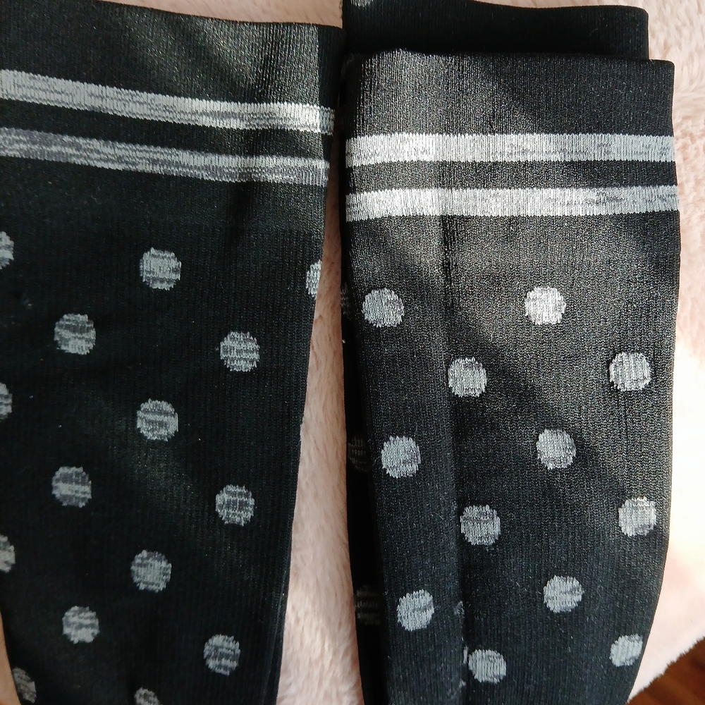 Stylish Black and Gray Polka Dot Crew Socks